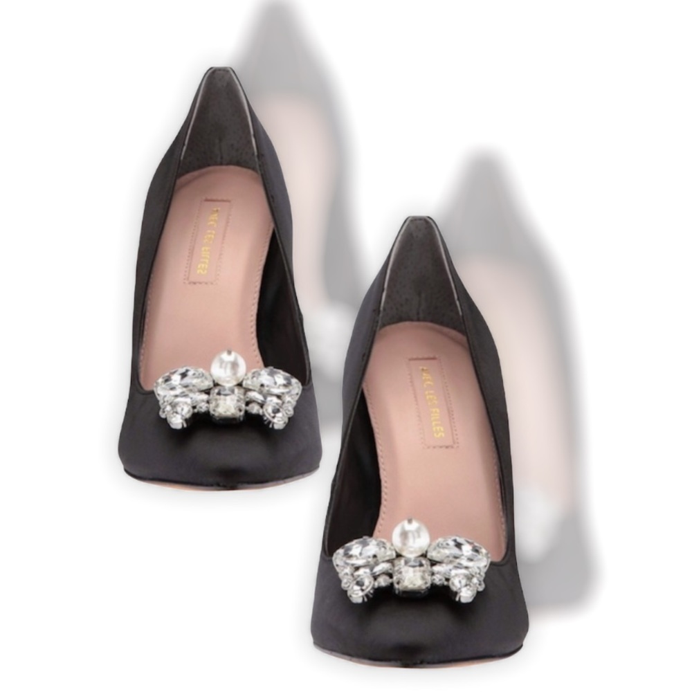 🆕Luxe Black Satin Pump w/Embellished Vamp - Picture 7 of 10